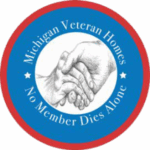 Logo for No Member Dies Alone program of Michigan Veteran Homes